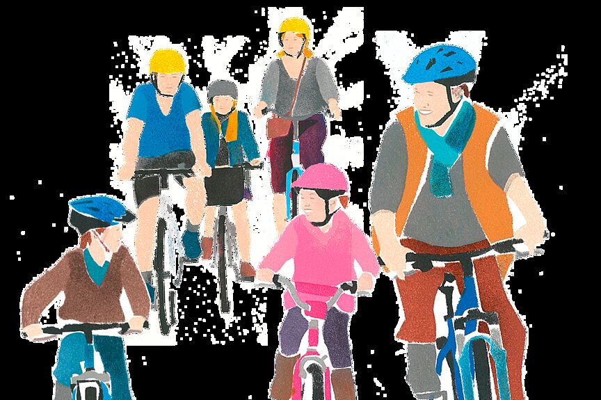 Radfahren Gruppe Illustration Radfahren Gruppe Illustration
